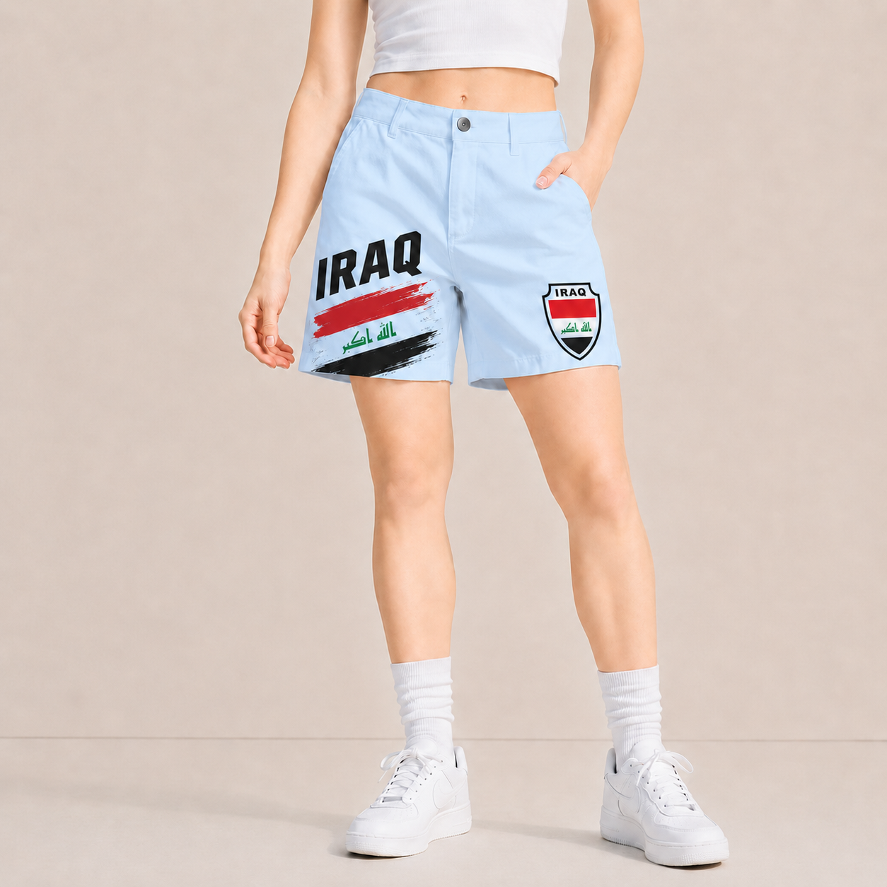 World Cup 2026 Iraq Football Fan Printed Twill Shorts