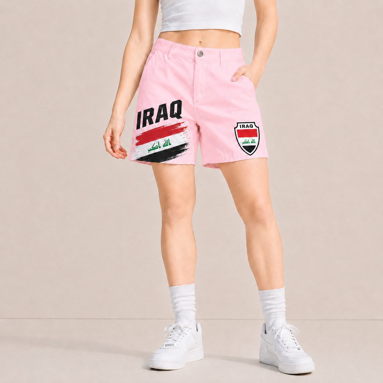 World Cup 2026 Iraq Football Fan Printed Twill Shorts