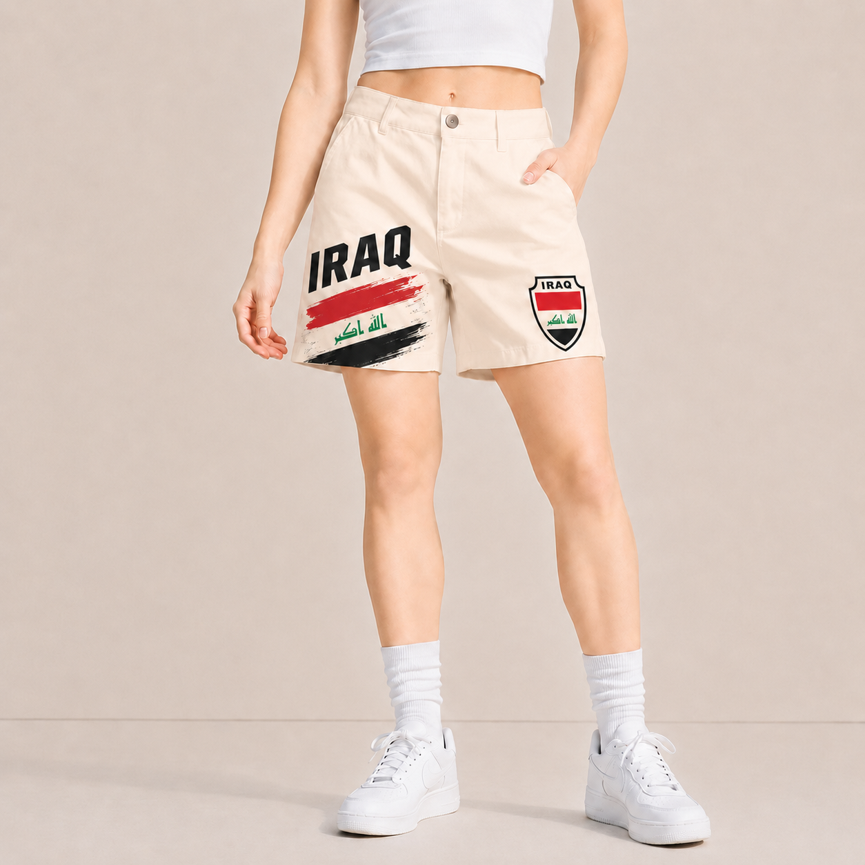 World Cup 2026 Iraq Football Fan Printed Twill Shorts