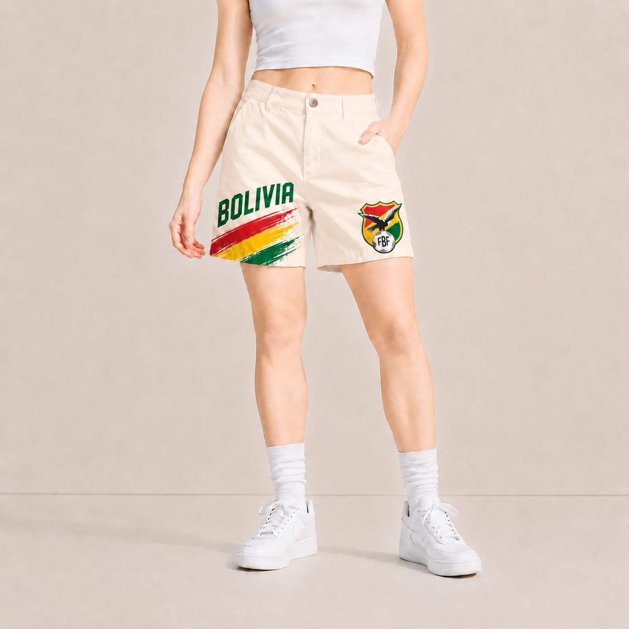 World Cup 2026 Bolivia Football Fan Printed Twill Shorts