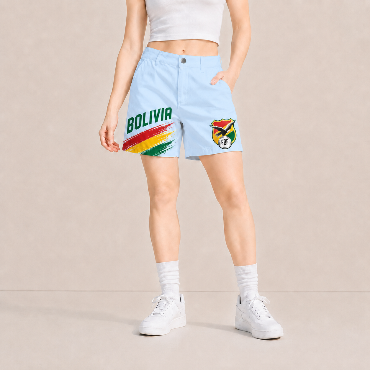 World Cup 2026 Bolivia Football Fan Printed Twill Shorts
