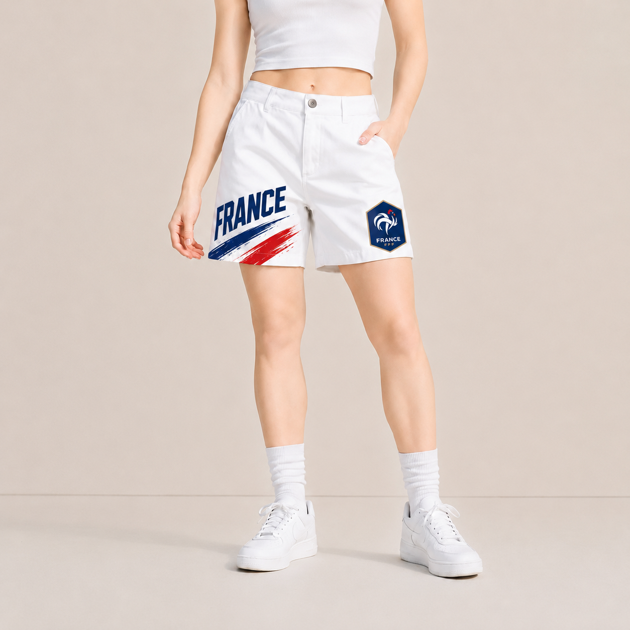 World Cup 2026 France Football Fan Printed Twill Shorts