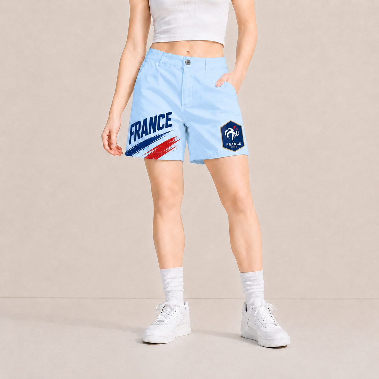 World Cup 2026 France Football Fan Printed Twill Shorts