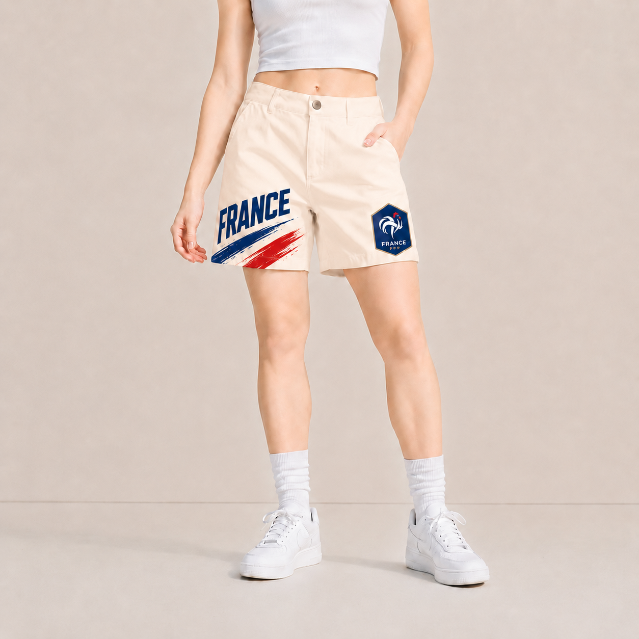 World Cup 2026 France Football Fan Printed Twill Shorts