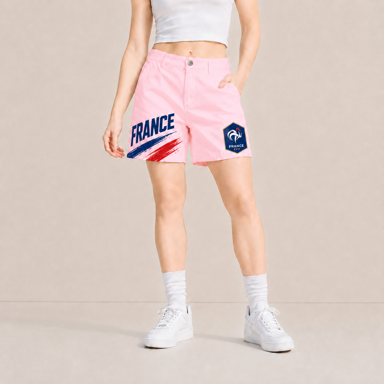 World Cup 2026 France Football Fan Printed Twill Shorts