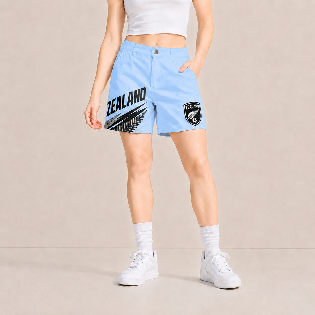 World Cup 2026 Zealand Football Fan Printed Twill Shorts