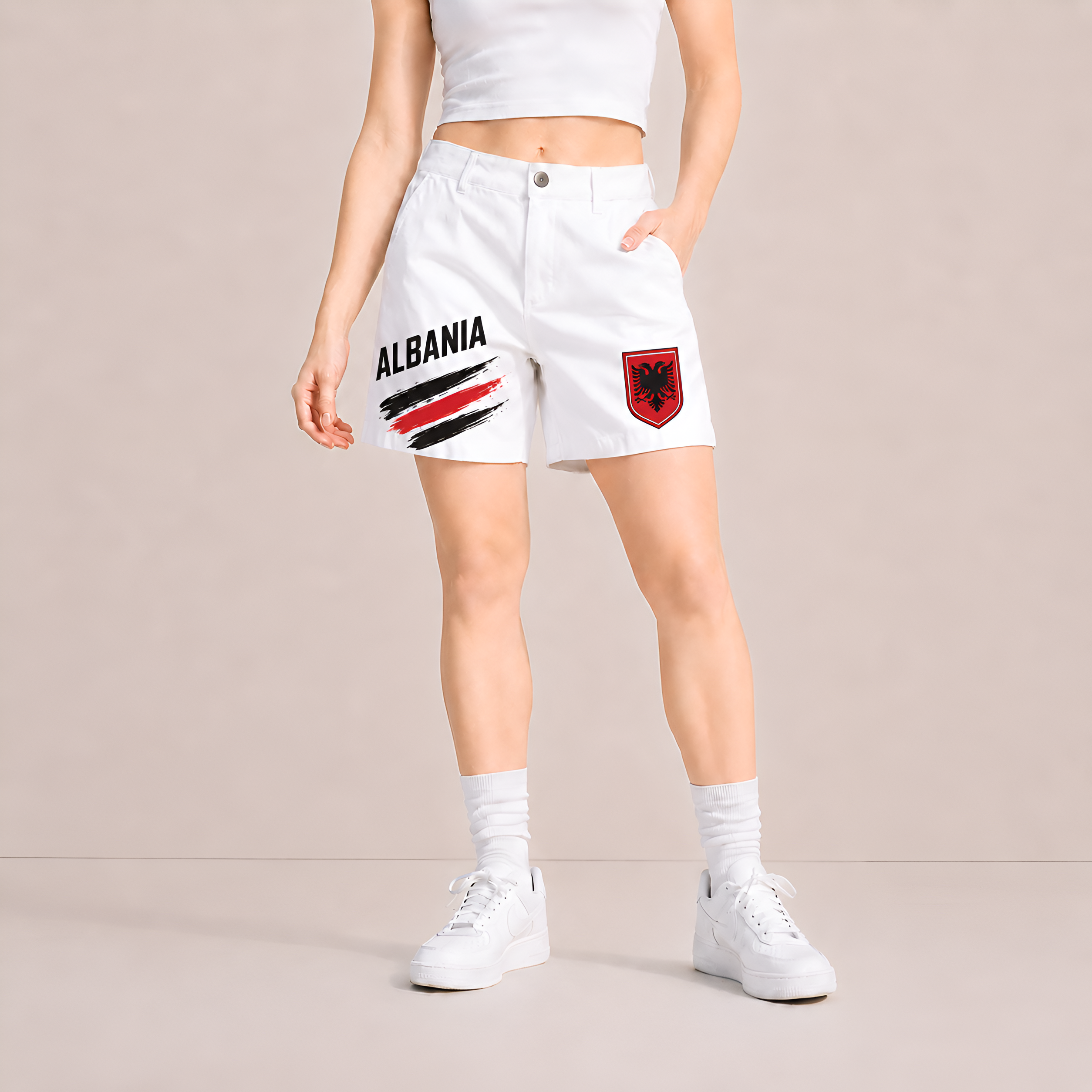 World Cup 2026 Albania Football Fan Printed Twill Shorts