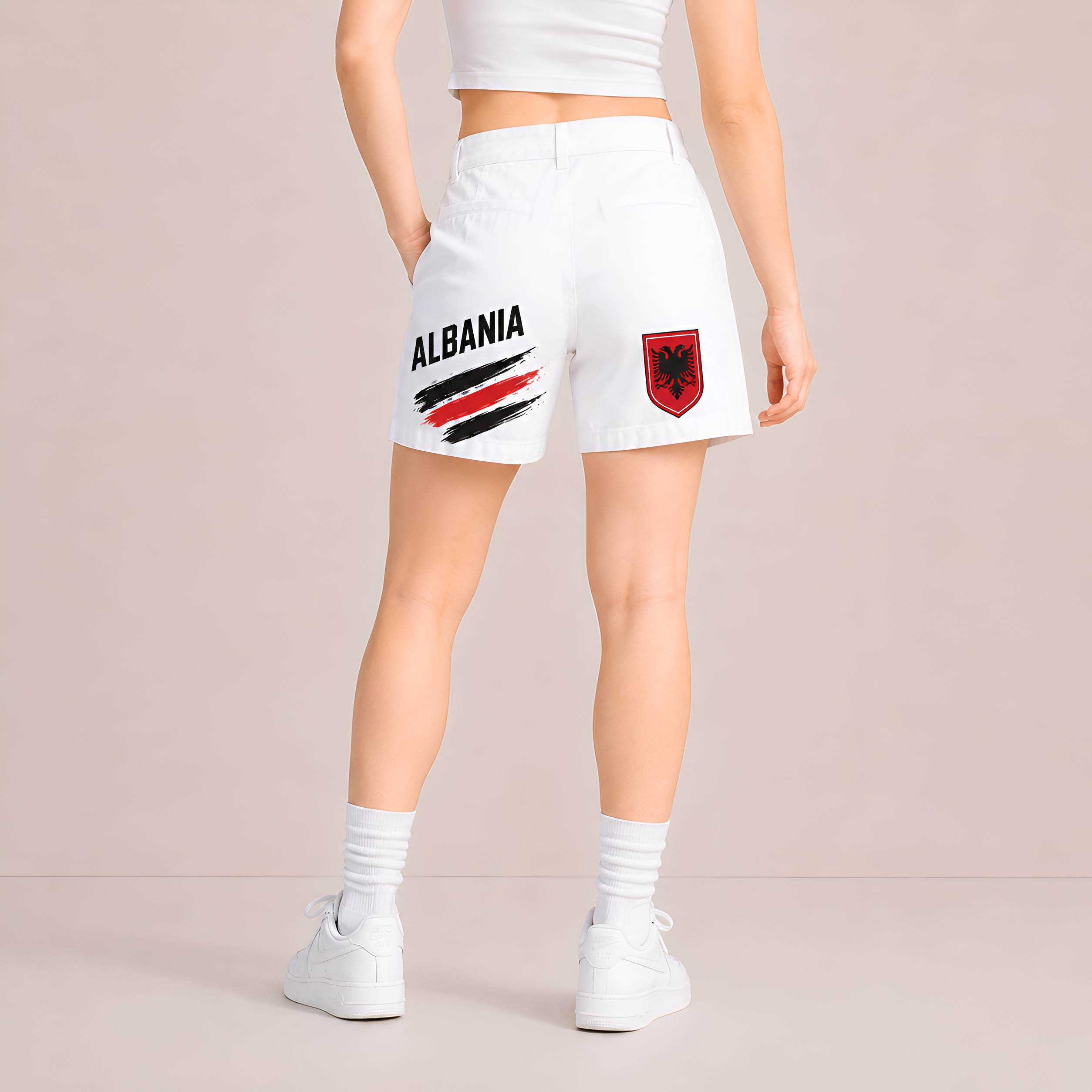 World Cup 2026 Albania Football Fan Printed Twill Shorts