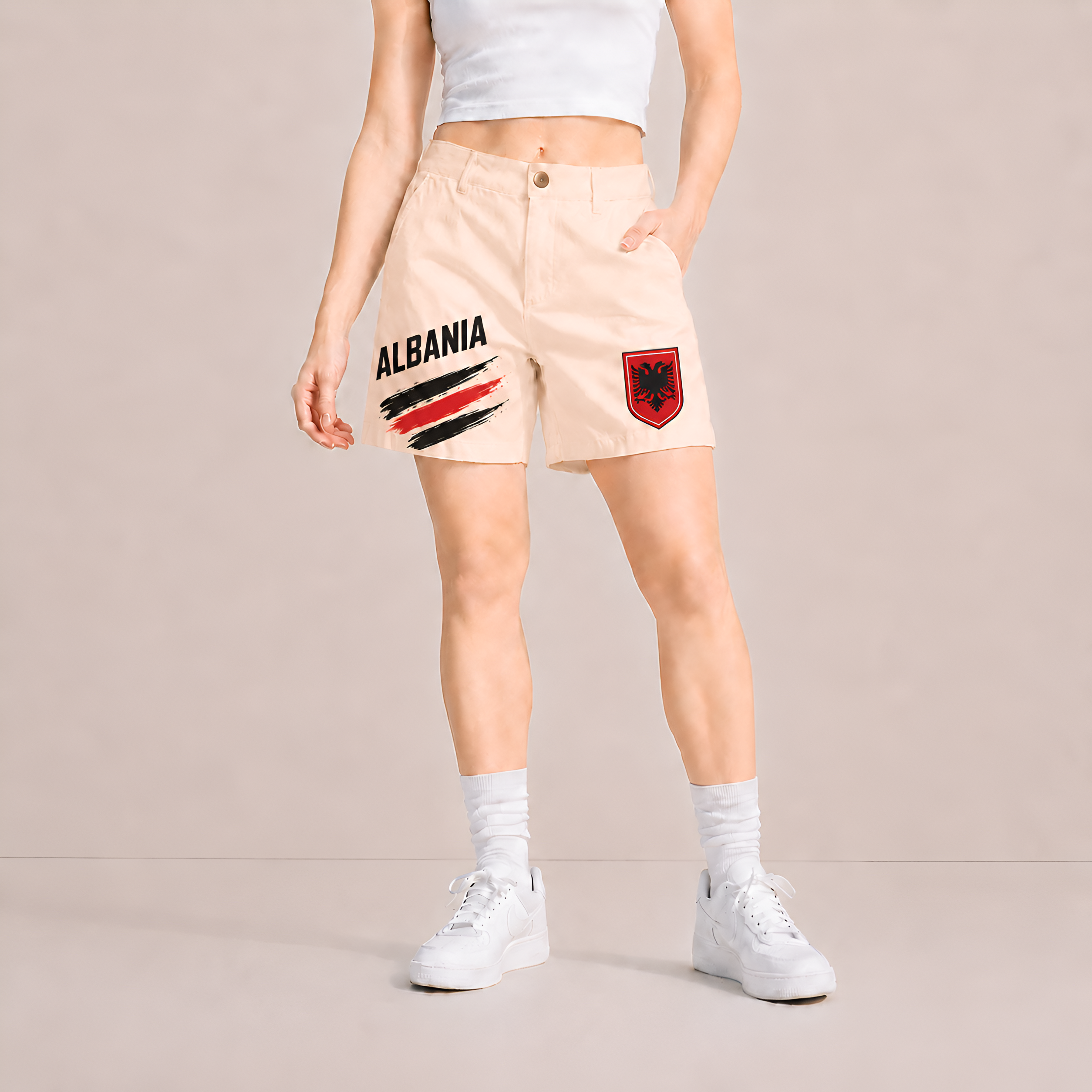 World Cup 2026 Albania Football Fan Printed Twill Shorts