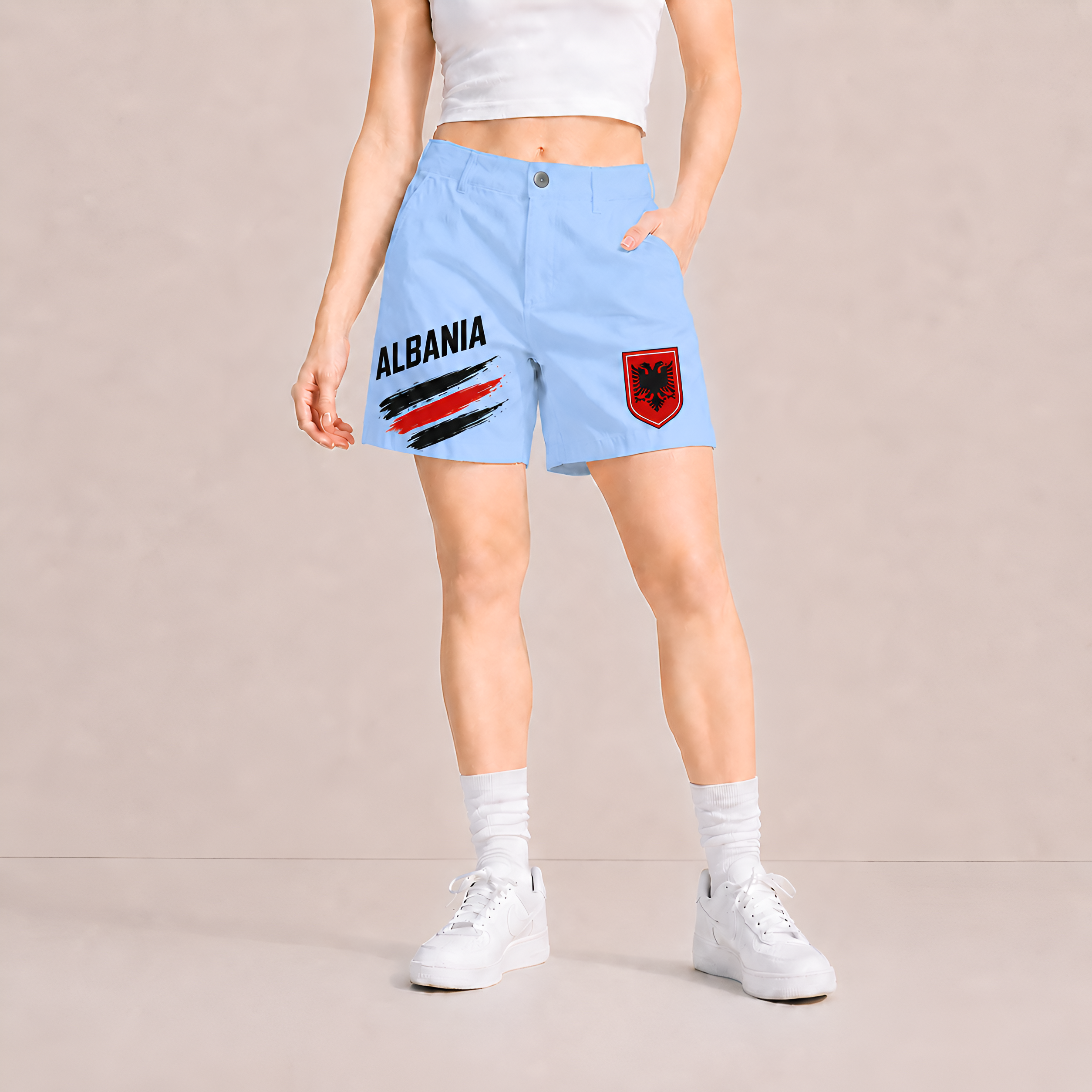 World Cup 2026 Albania Football Fan Printed Twill Shorts