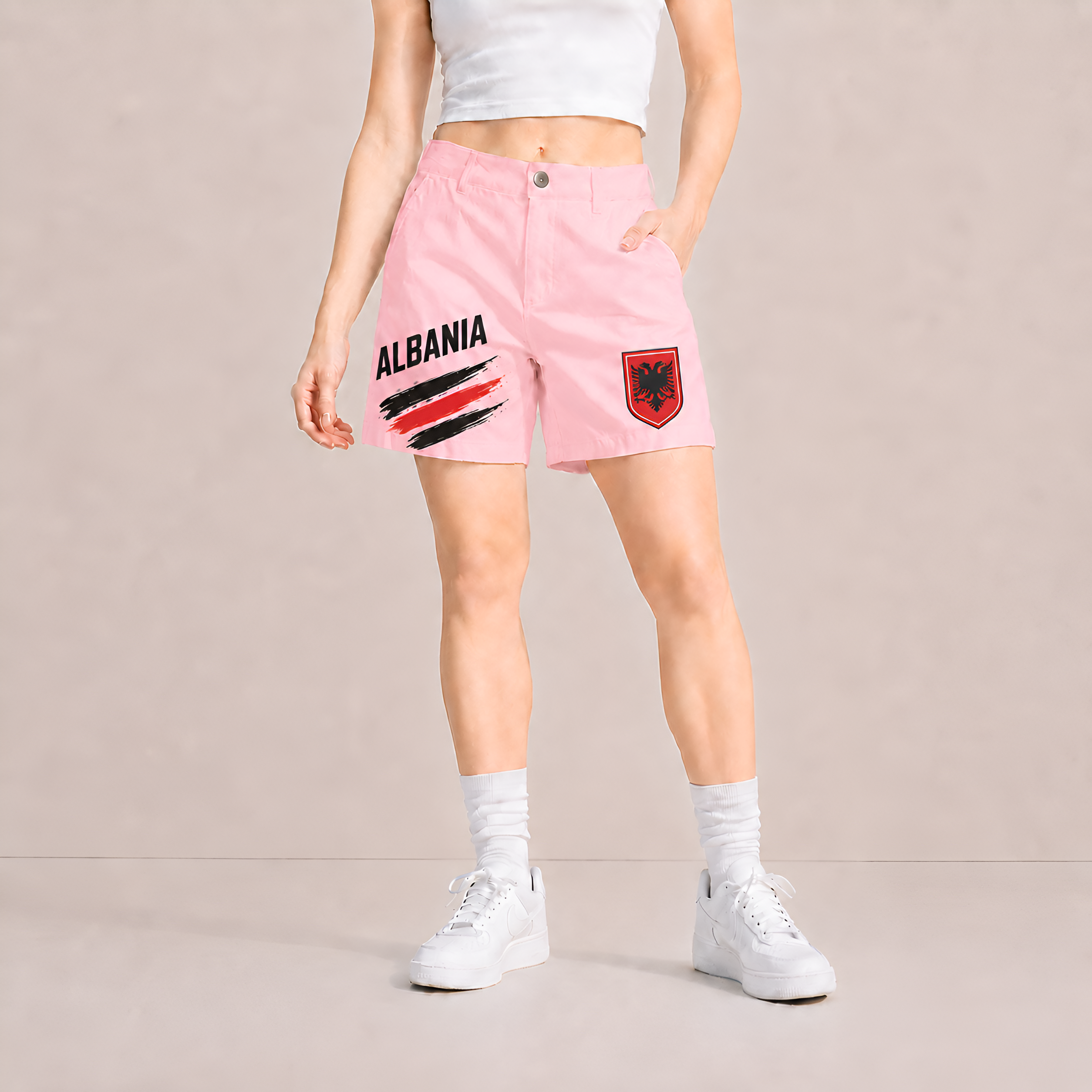 World Cup 2026 Albania Football Fan Printed Twill Shorts