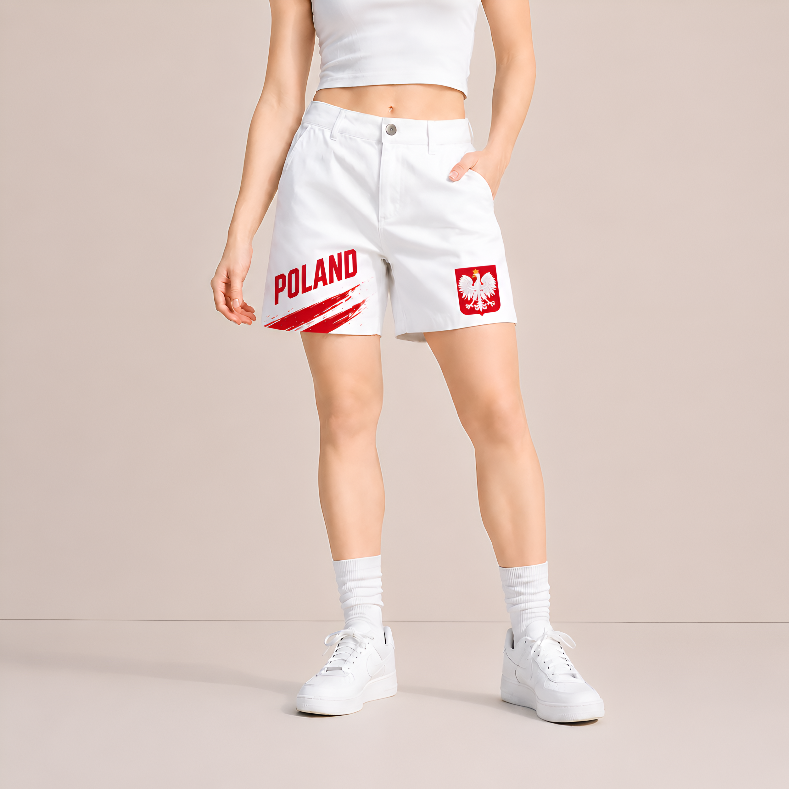 World Cup 2026 Poland Football Fan Printed Twill Shorts