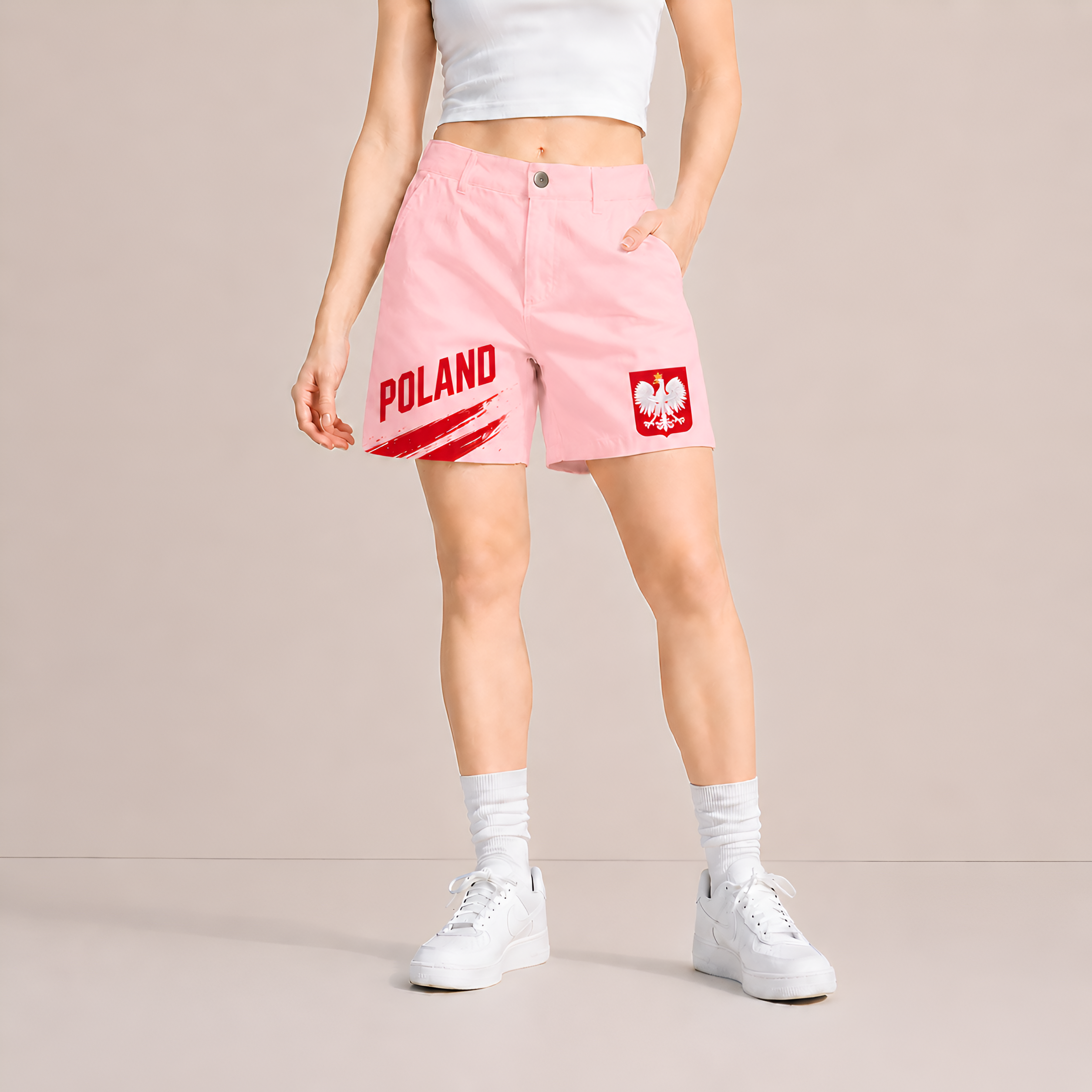 World Cup 2026 Poland Football Fan Printed Twill Shorts