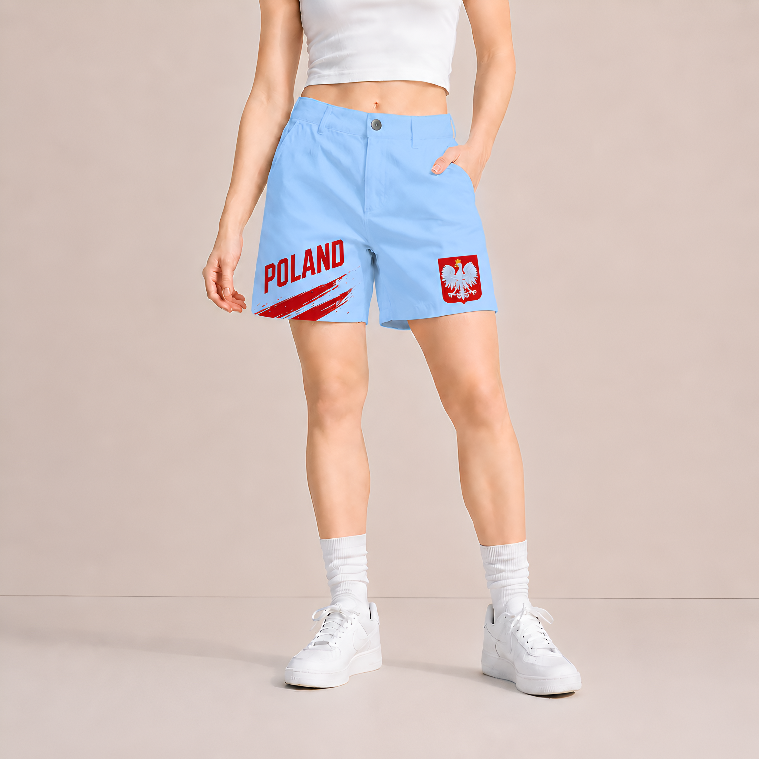 World Cup 2026 Poland Football Fan Printed Twill Shorts