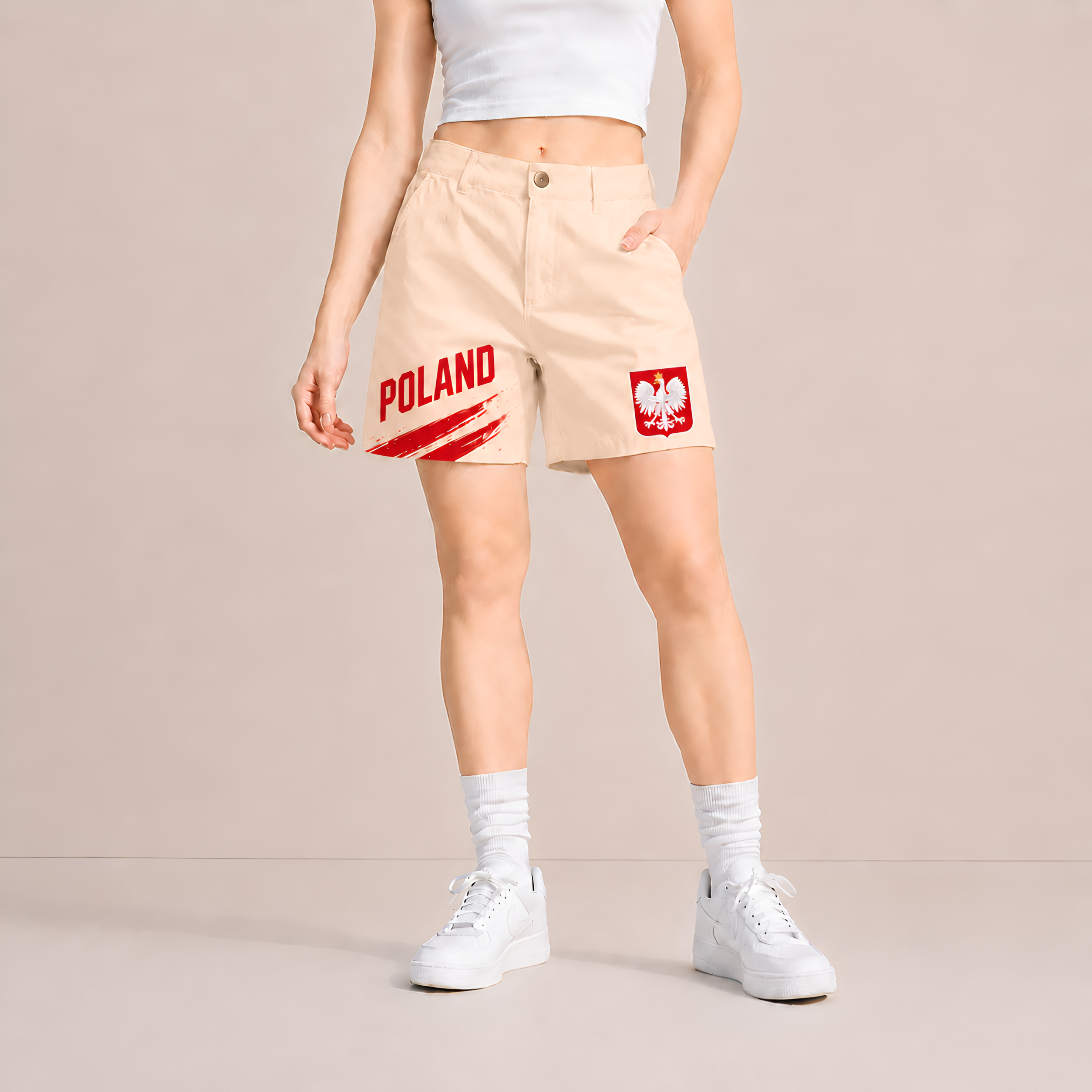 World Cup 2026 Poland Football Fan Printed Twill Shorts