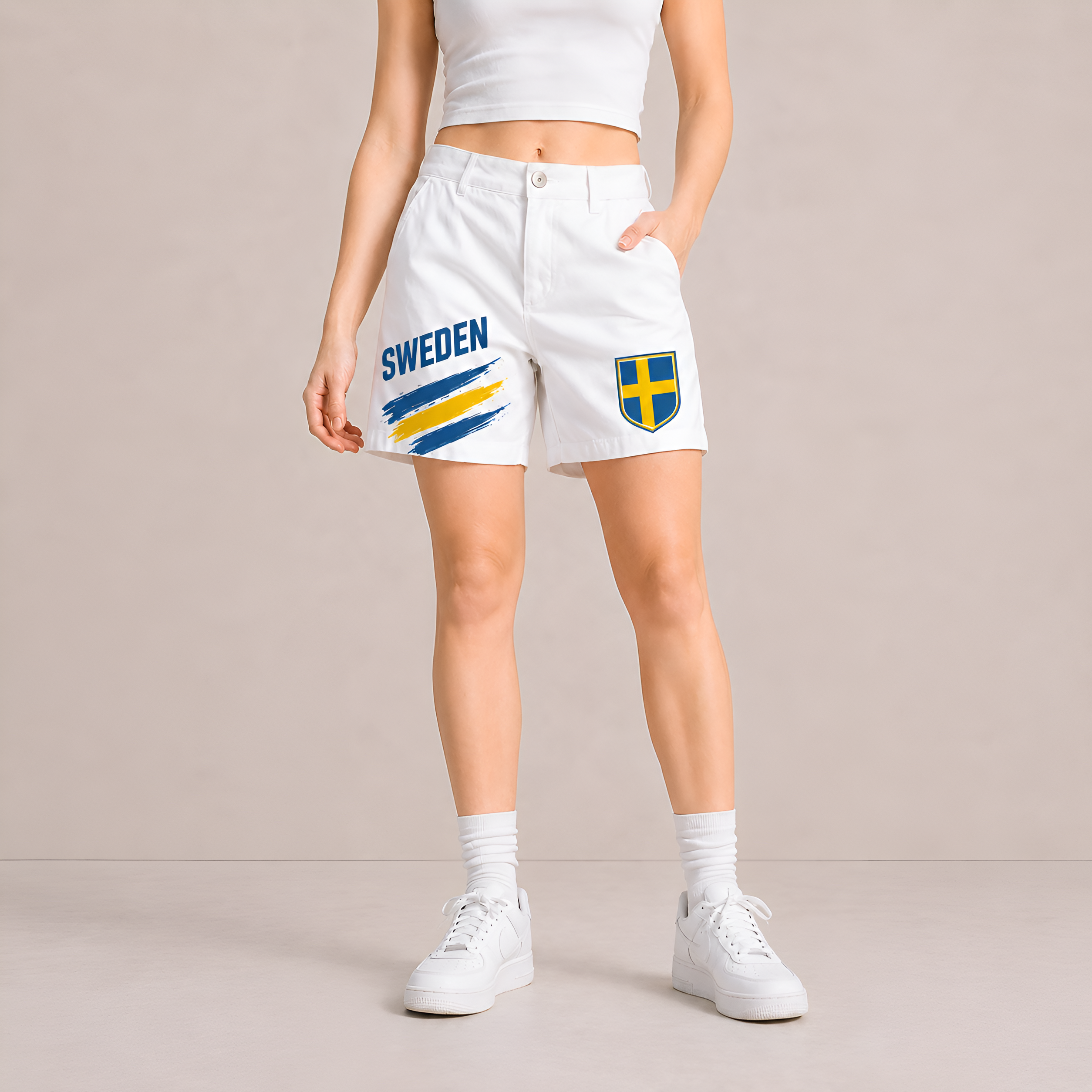 World Cup 2026 Sweden Football Fan Printed Twill Shorts