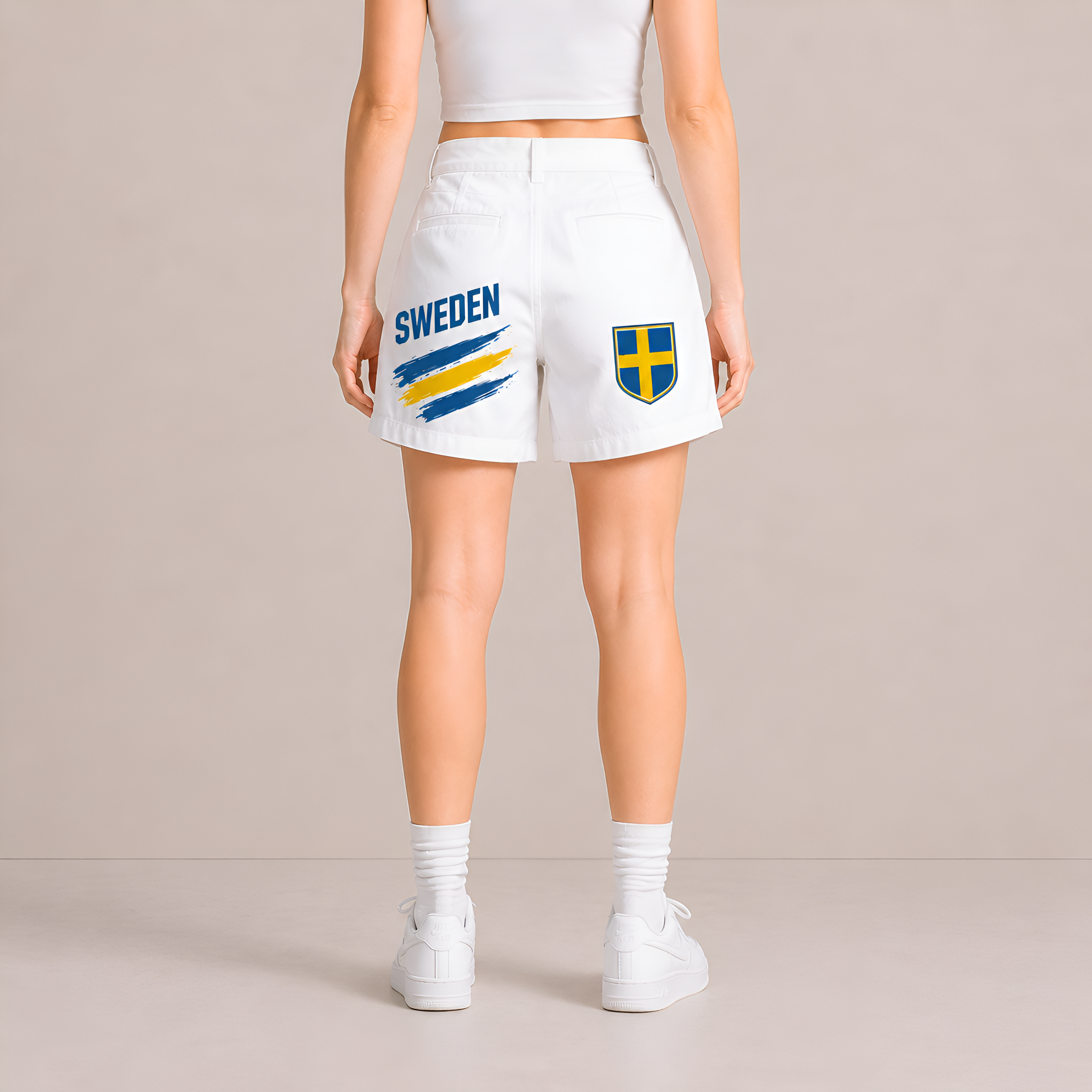 World Cup 2026 Sweden Football Fan Printed Twill Shorts