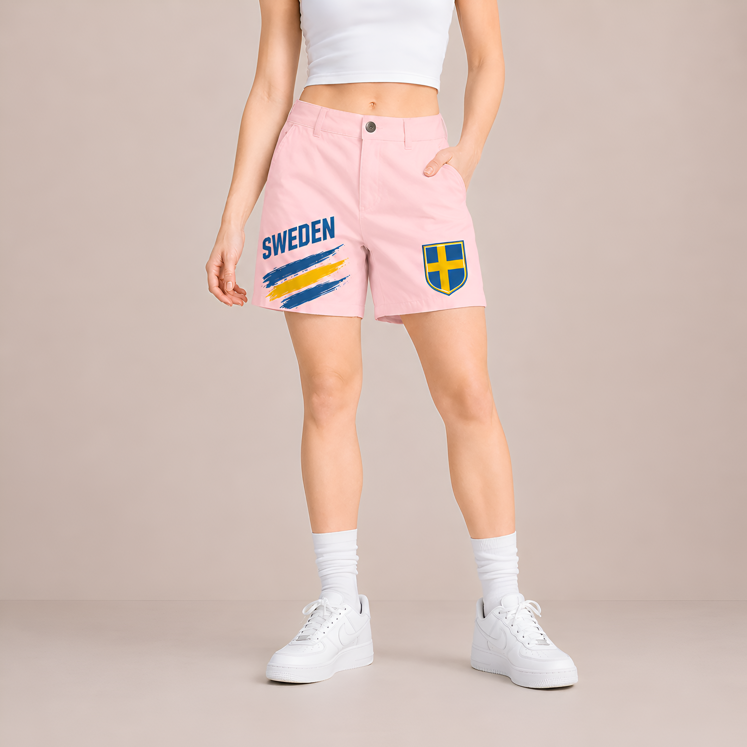 World Cup 2026 Sweden Football Fan Printed Twill Shorts