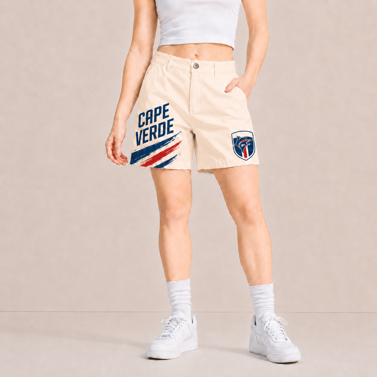 World Cup 2026 Cape Verde Football Fan Printed Twill Shorts
