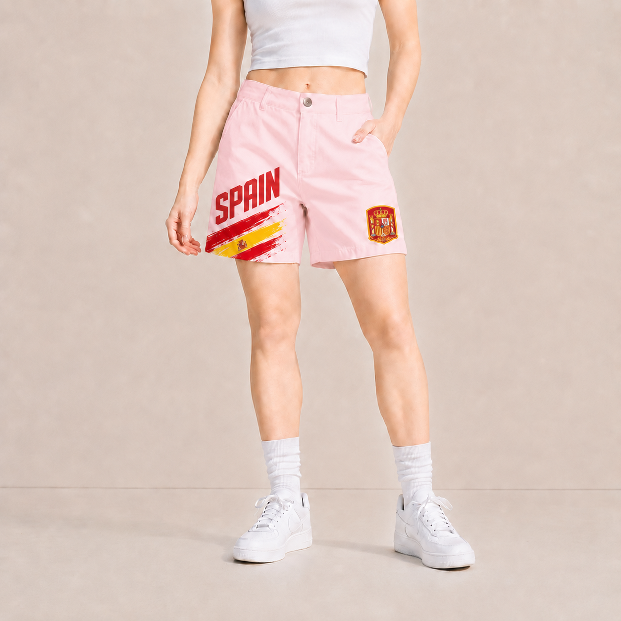 World Cup 2026 Spain Football Fan Printed Twill Shorts