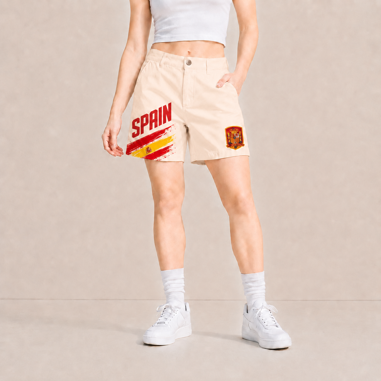 World Cup 2026 Spain Football Fan Printed Twill Shorts