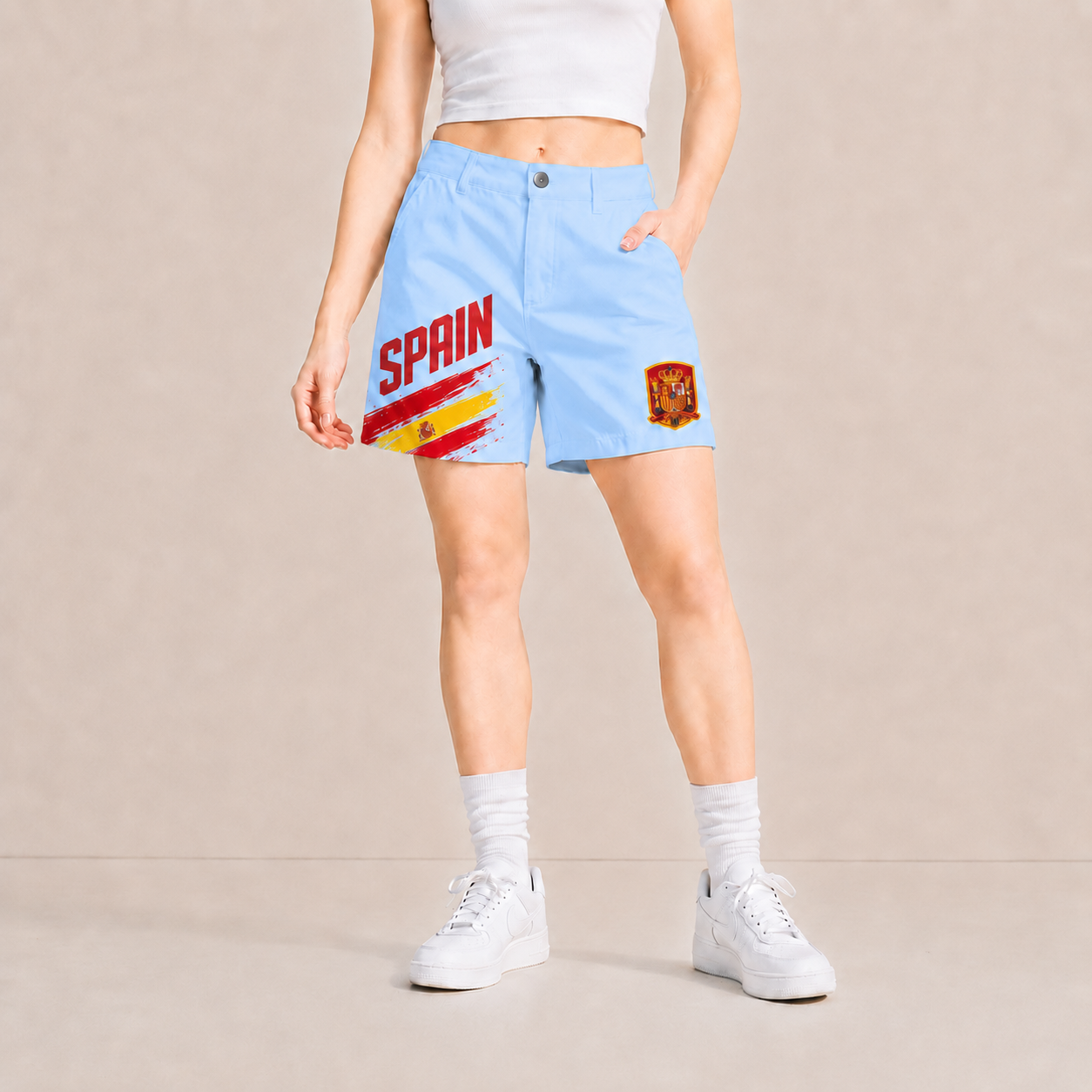 World Cup 2026 Spain Football Fan Printed Twill Shorts