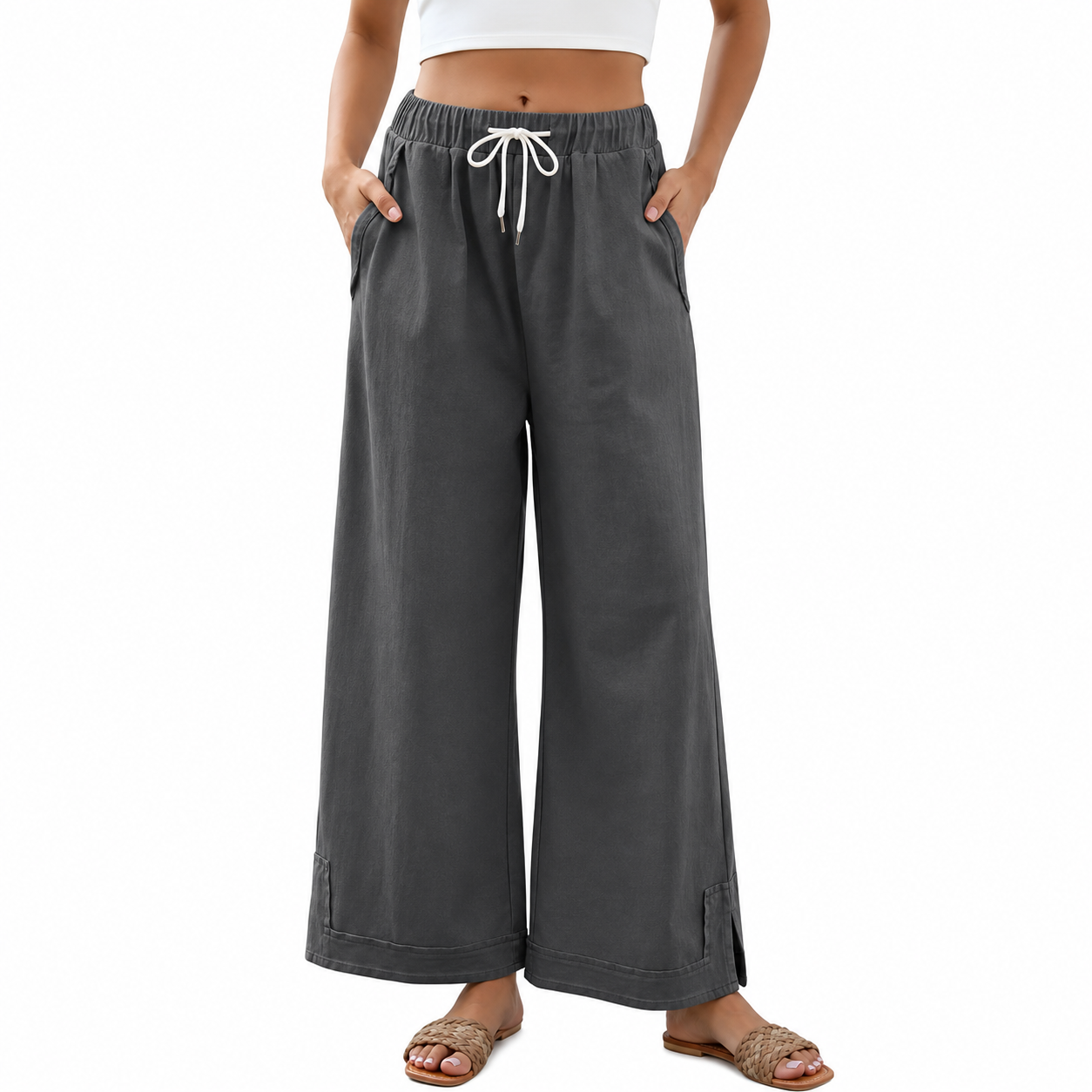 Casual Wide Fit Baggy Lounge Pants with Pockets For Women