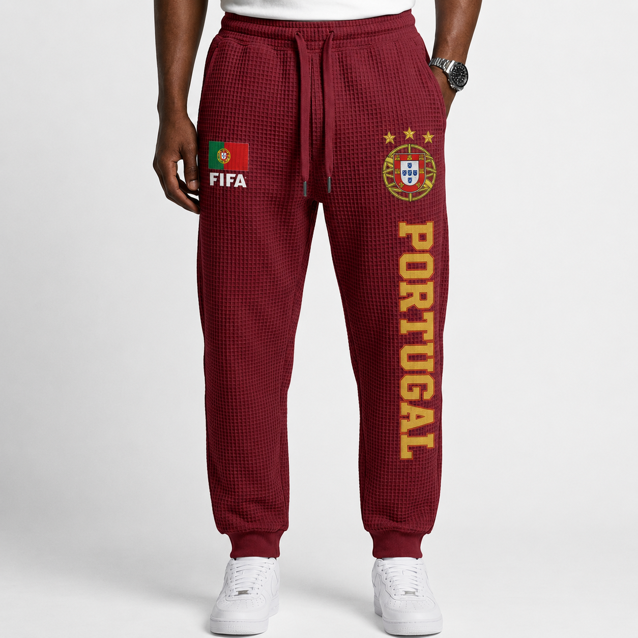 FIFA 2026 Portugal Printed Waffle Football Fan Pants