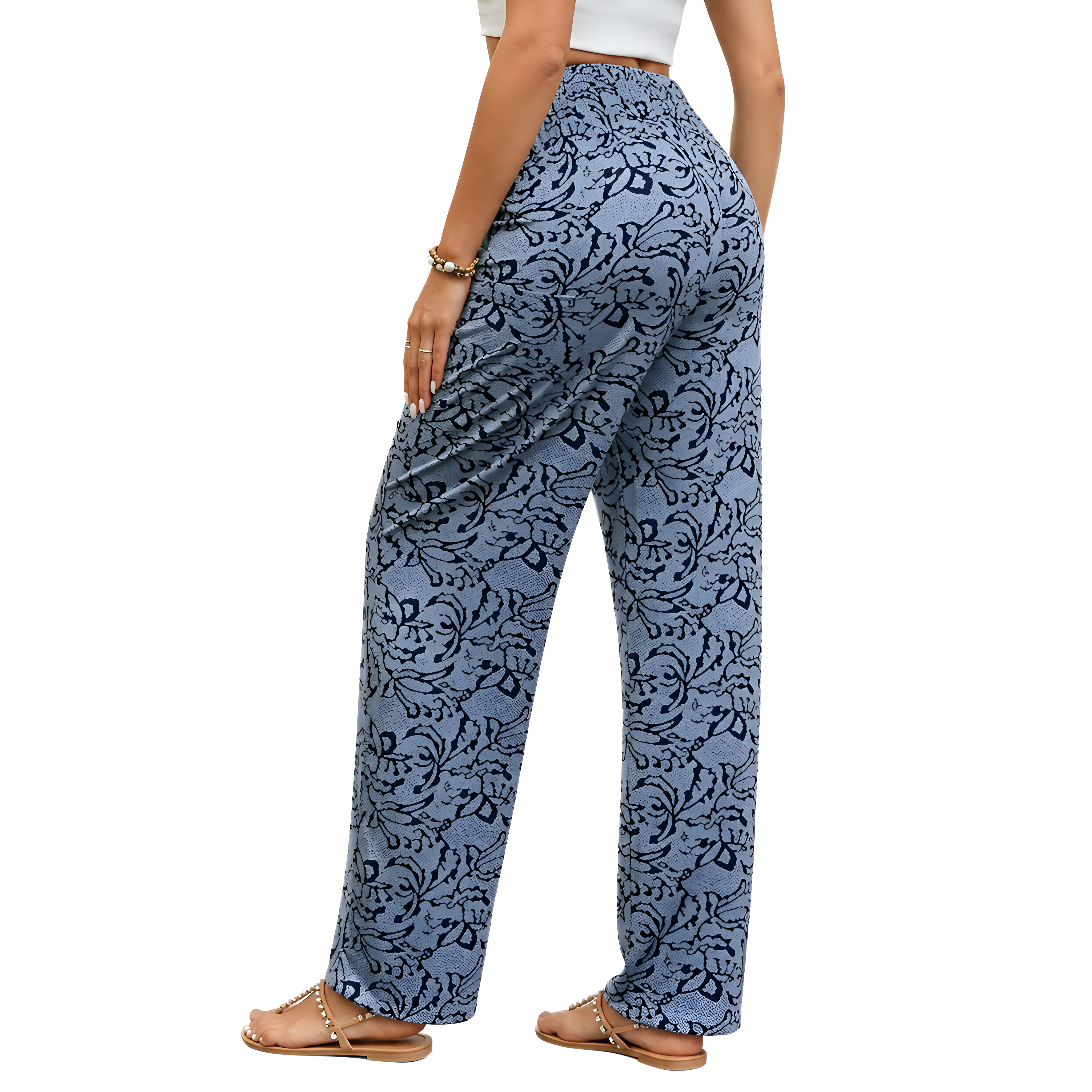 High Rise Printed Yoga Boho Pants With Pockets For Women