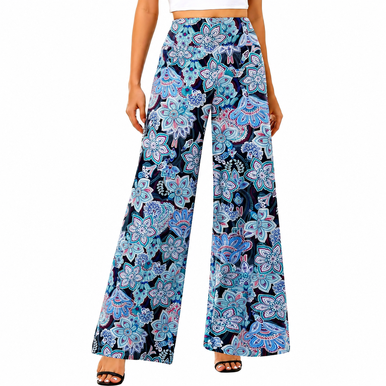 Wide Design Loose Fit Flowy Casual Pants For Women