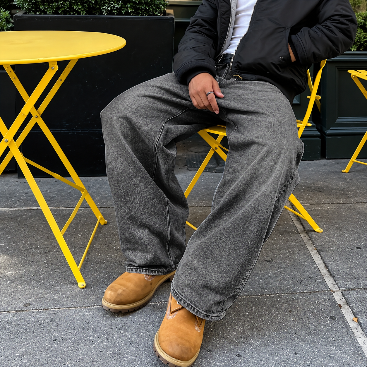 Retro Loose Fit Casual Denim Jeans Streetwear Style For Men
