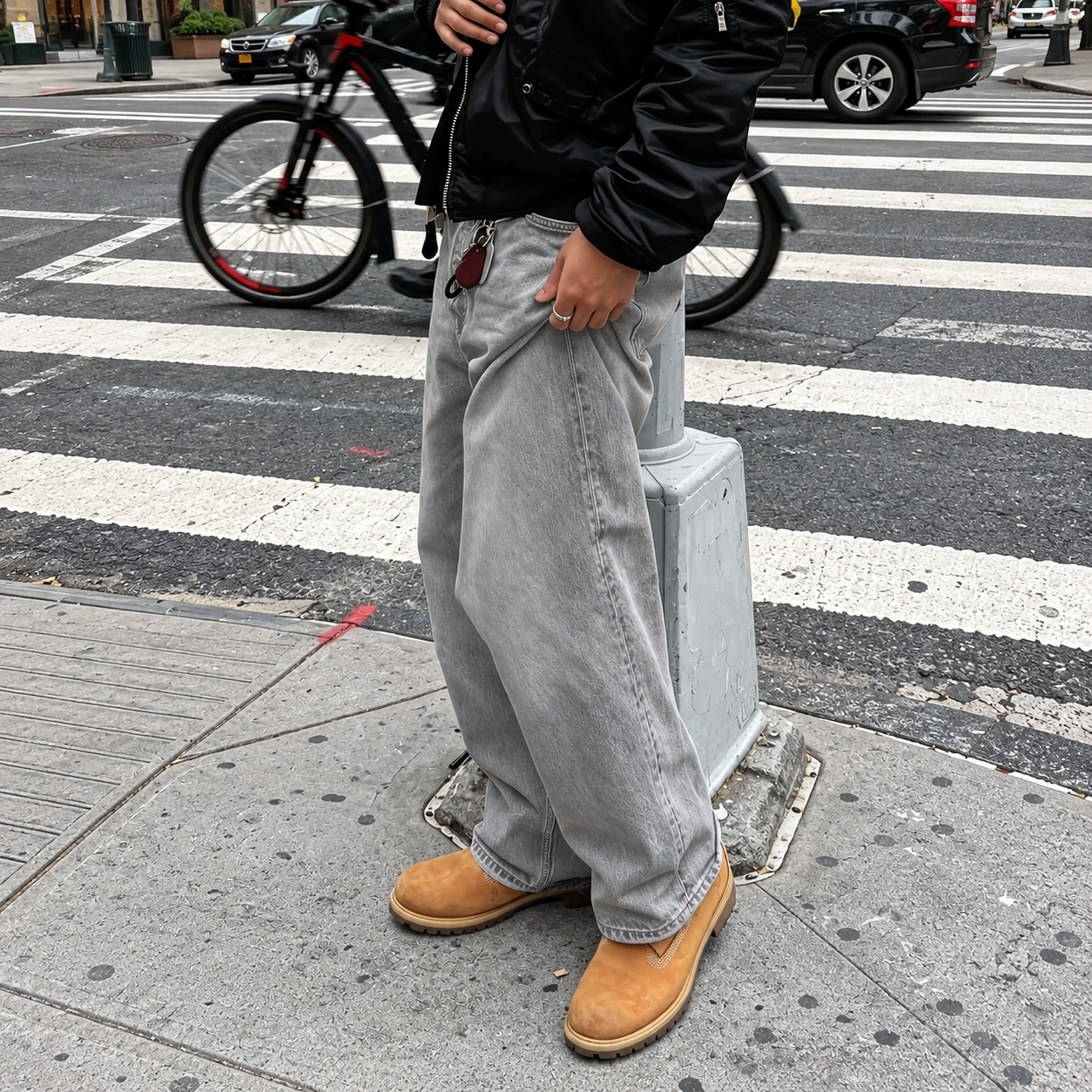 Retro Loose Fit Casual Denim Jeans Streetwear Style For Men
