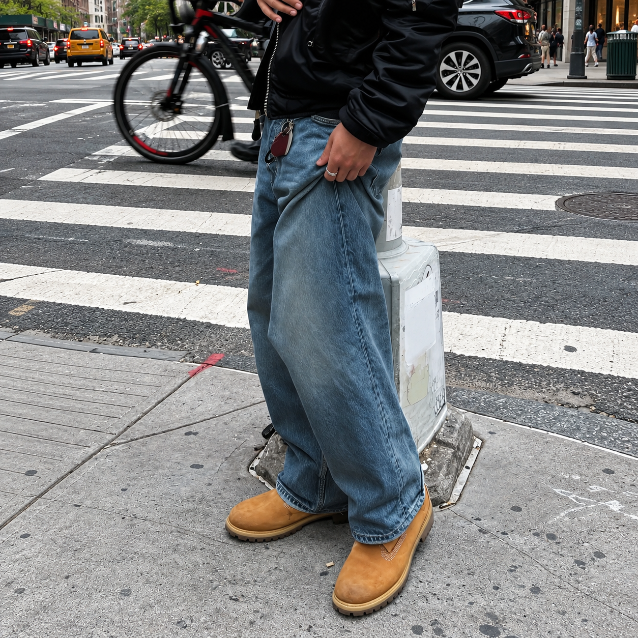 Retro Loose Fit Casual Denim Jeans Streetwear Style For Men