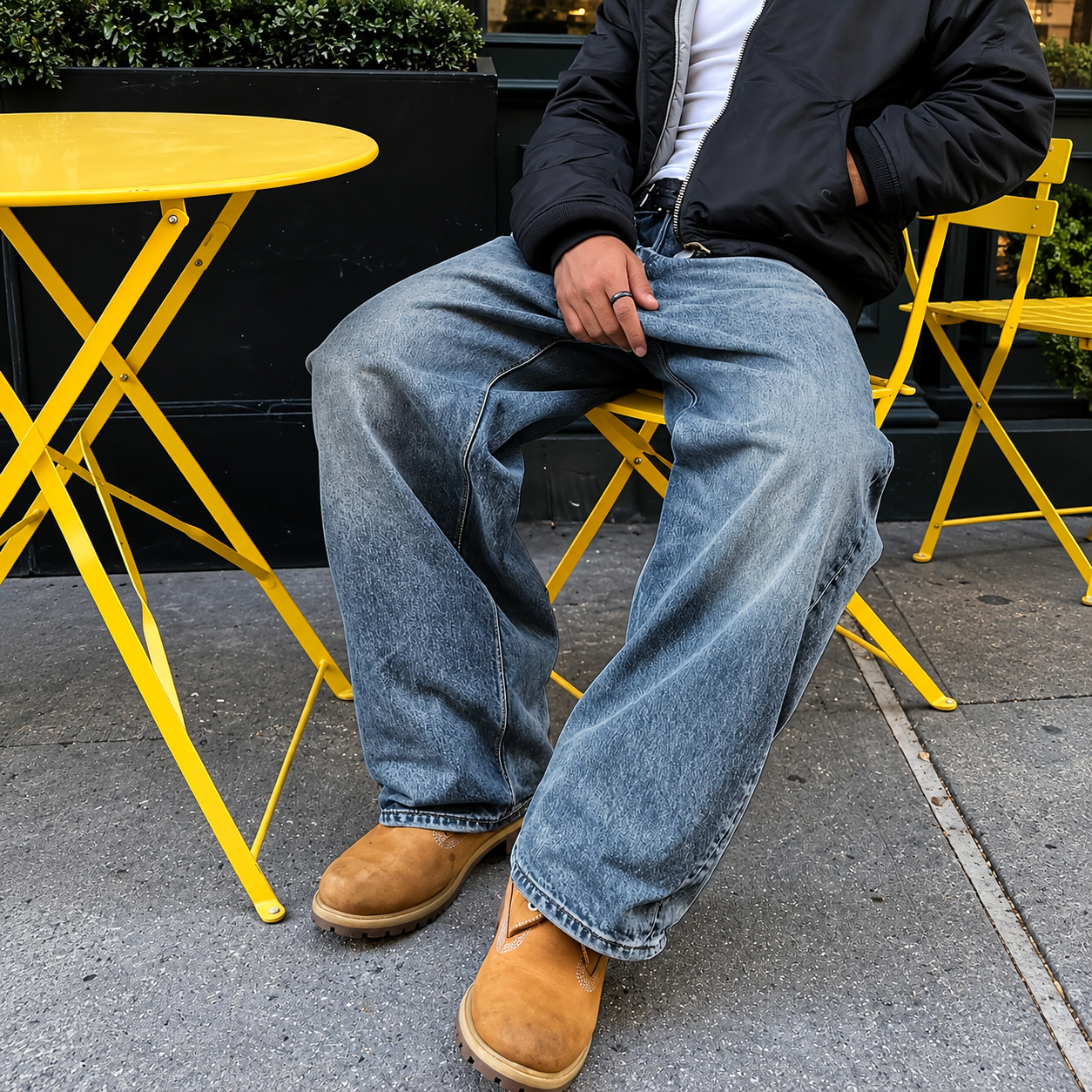Retro Loose Fit Casual Denim Jeans Streetwear Style For Men