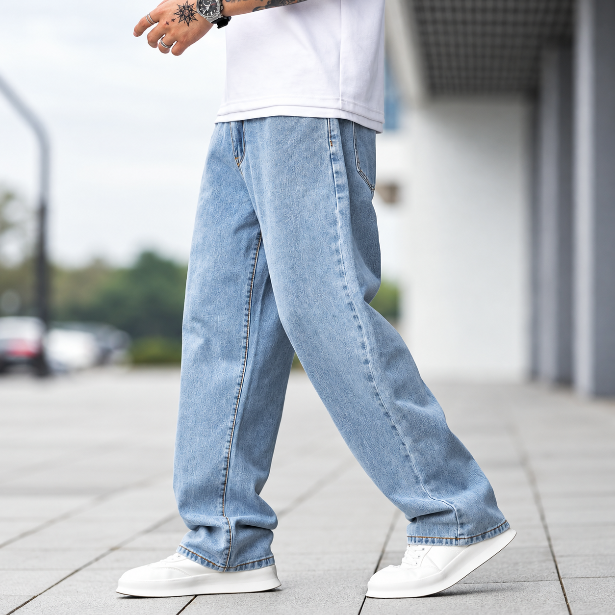 Loose Fit Washed Baggy Skater Denim Jeans Y2K Streetwear For Men