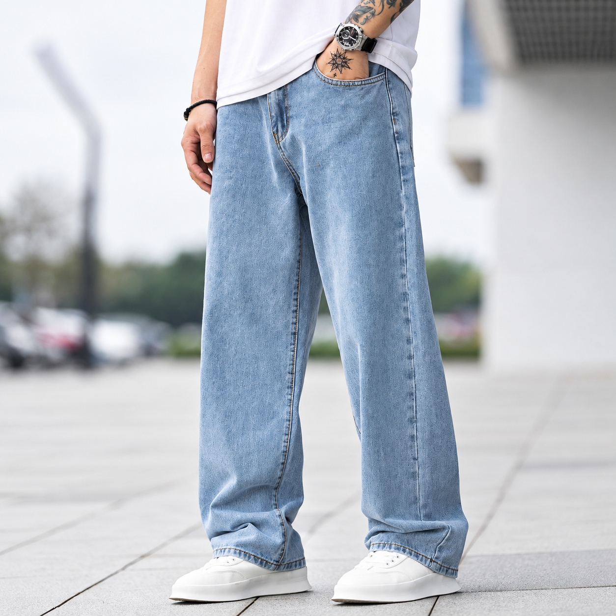 Loose Fit Washed Baggy Skater Denim Jeans Y2K Streetwear For Men