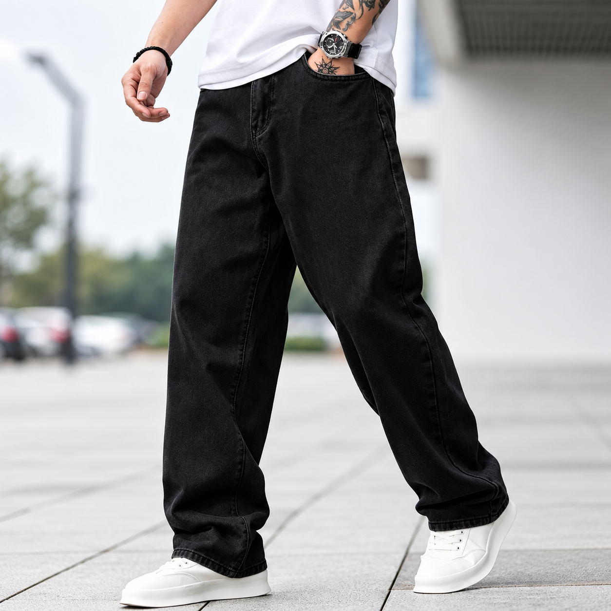 Loose Fit Washed Baggy Skater Denim Jeans Y2K Streetwear For Men