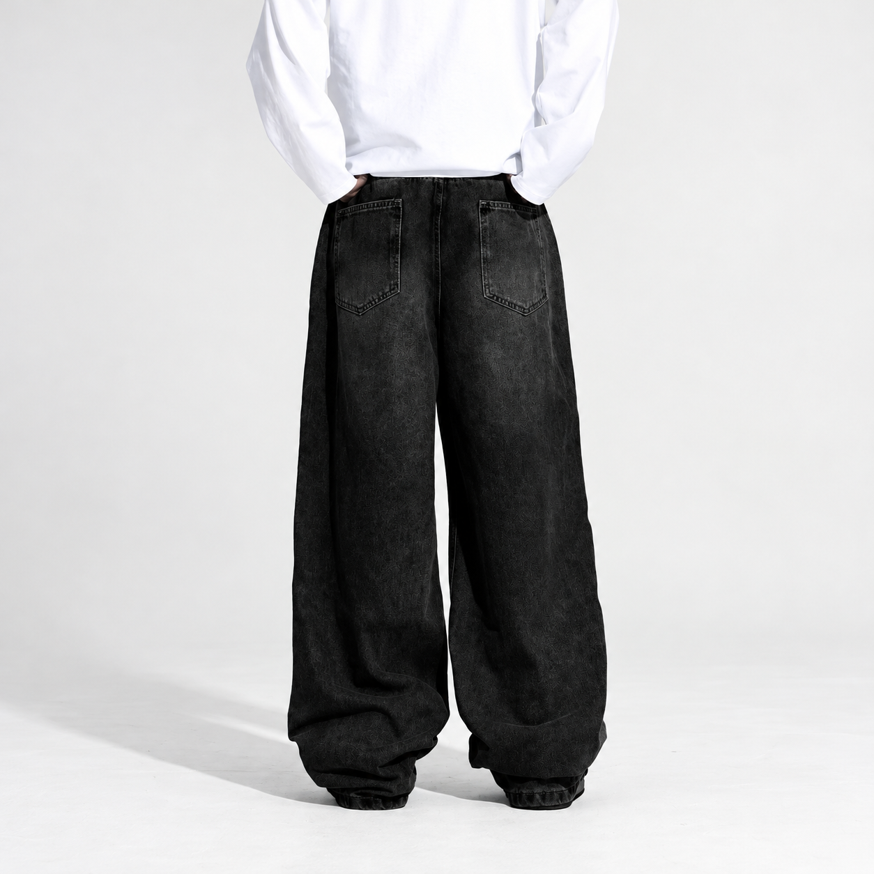 Loose Fit Washed Baggy Wide Silhouette Denim Jeans For Men