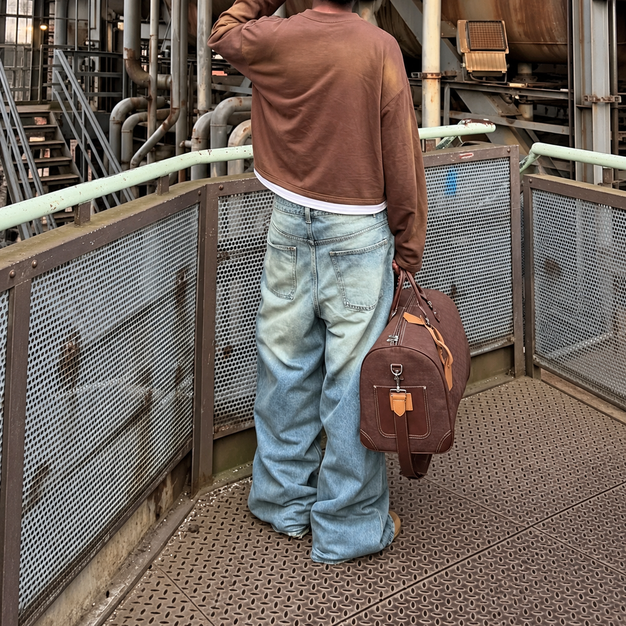 Vintage Washed Loose StraightSilhouette Denim Jeans For Men