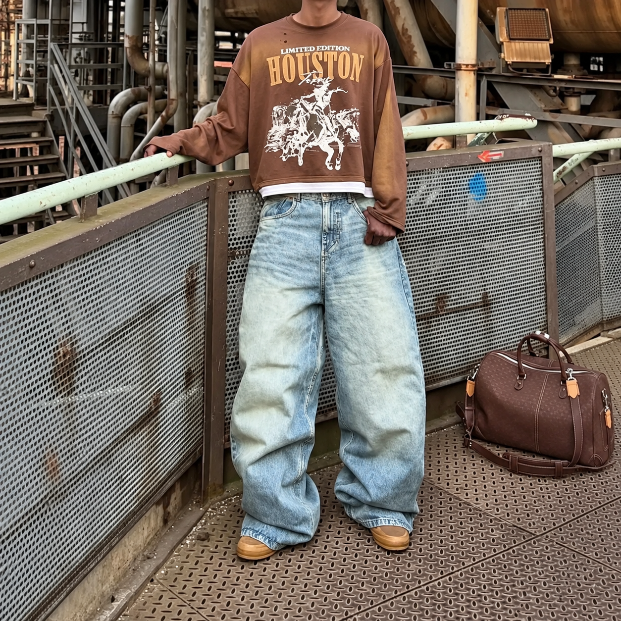 Vintage Washed Loose StraightSilhouette Denim Jeans For Men