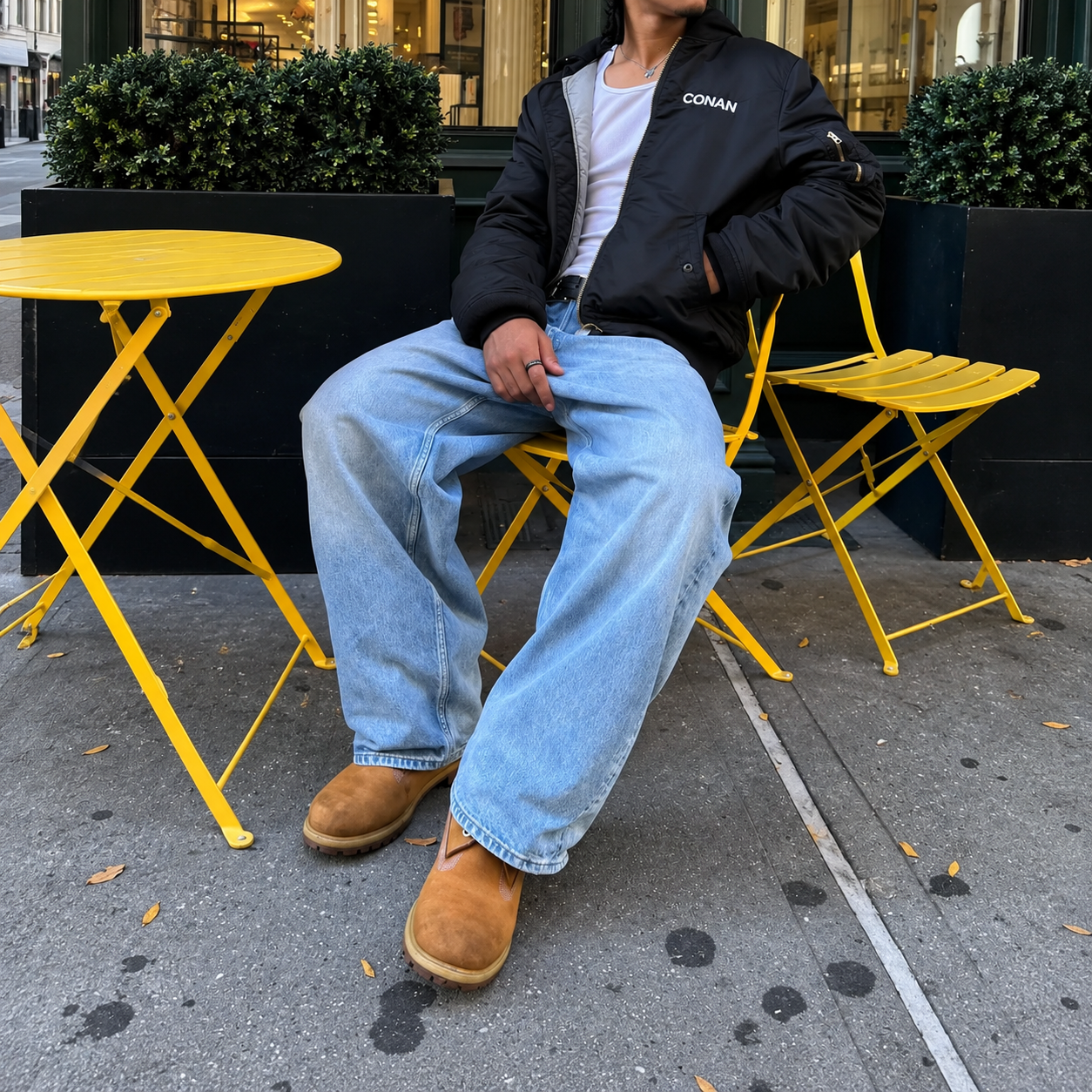 Vintage Washed Loose StraightSilhouette Denim Jeans For Men