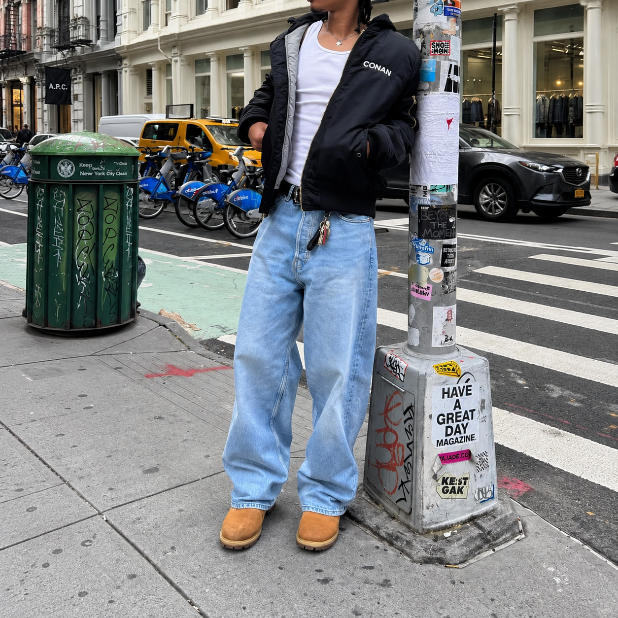 Vintage Washed Loose StraightSilhouette Denim Jeans For Men