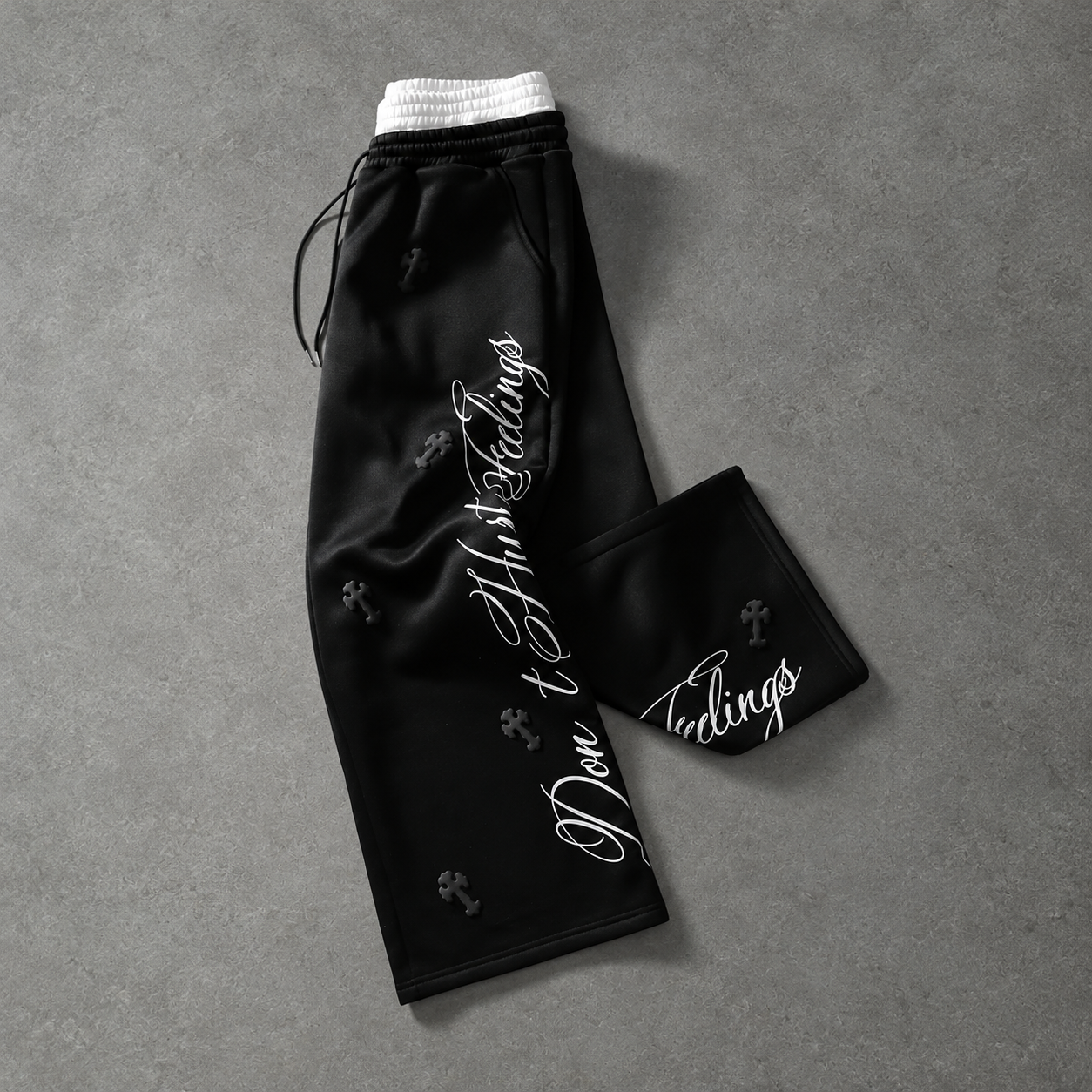 Wide Silhouette Baggy Graphic Streetwear Pants With Side Panels For Men