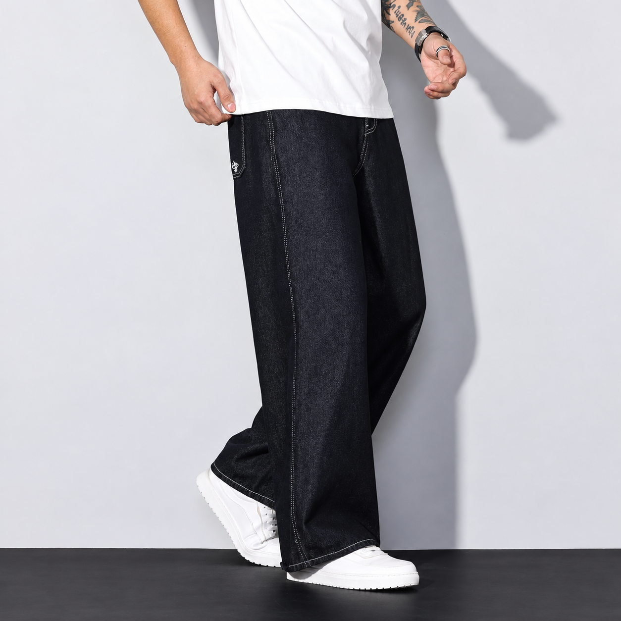Loose Fit wide silhouette Baggy Casual Denim Jeans for Men