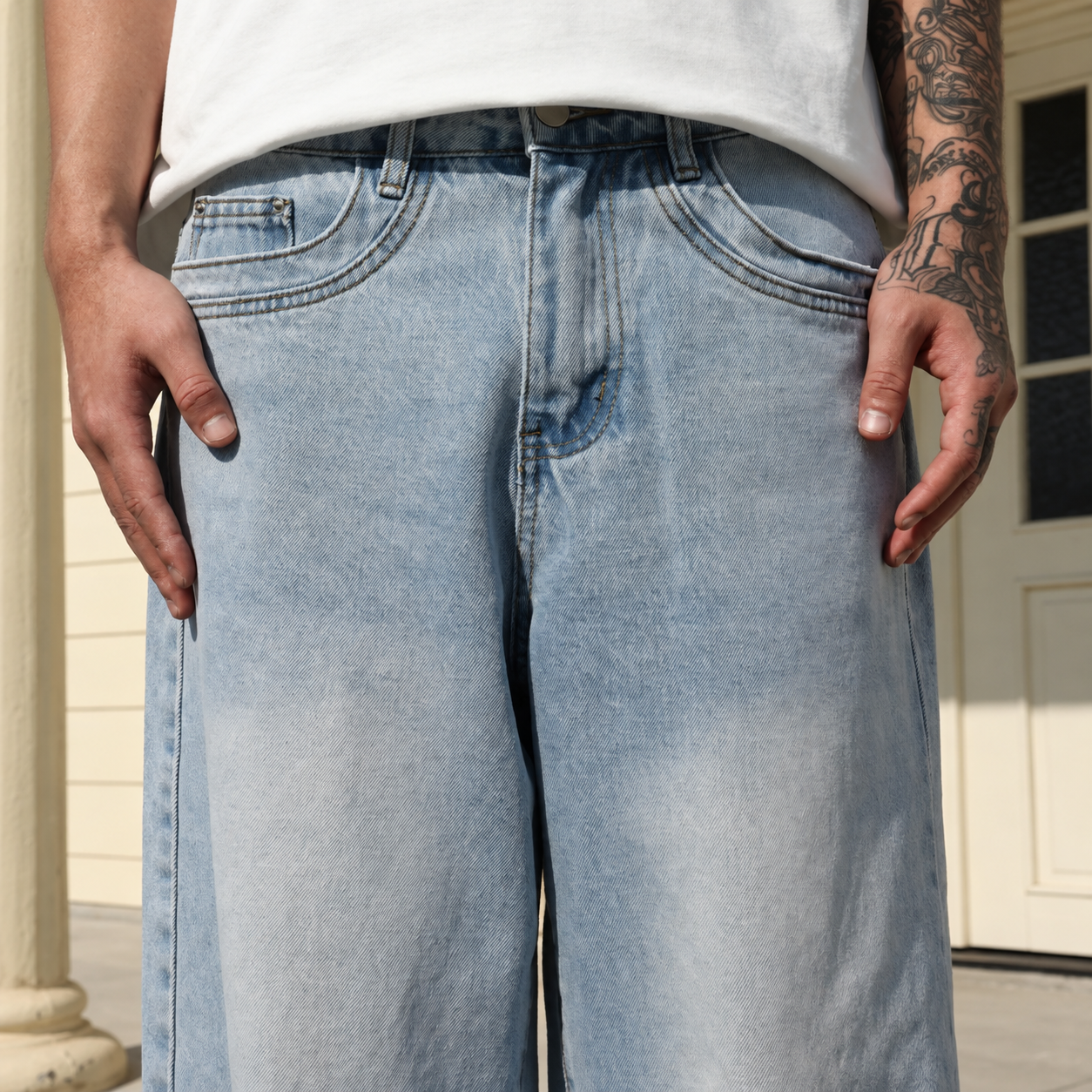 Loose Fit wide silhouette Baggy Casual Denim Jeans for Men