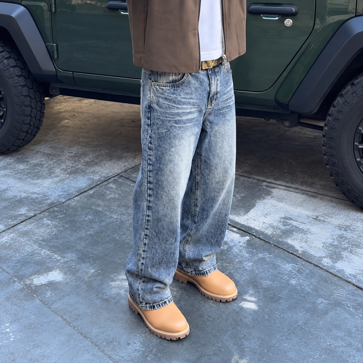 Vintage Washed wide silhouette Loose Straight Denim Jeans Y2K Style for Men