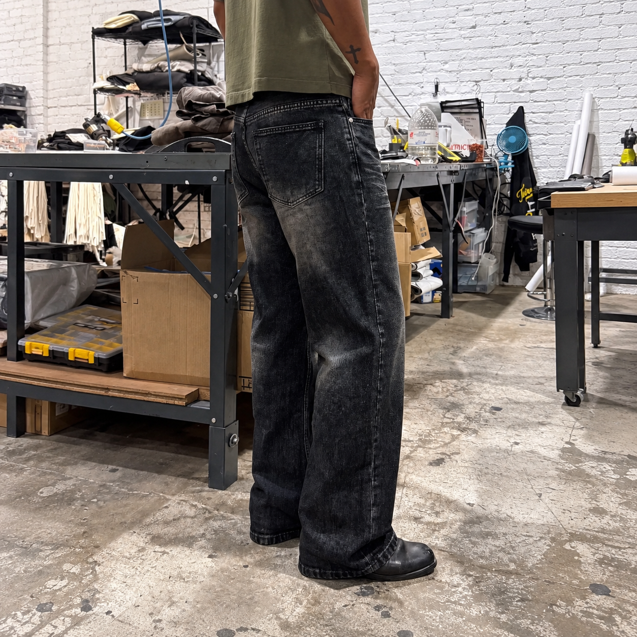 Vintage Washed wide silhouette Loose Straight Denim Jeans Y2K Style for Men