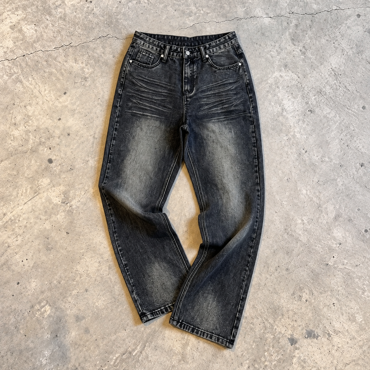 Vintage Washed wide silhouette Loose Straight Denim Jeans Y2K Style for Men
