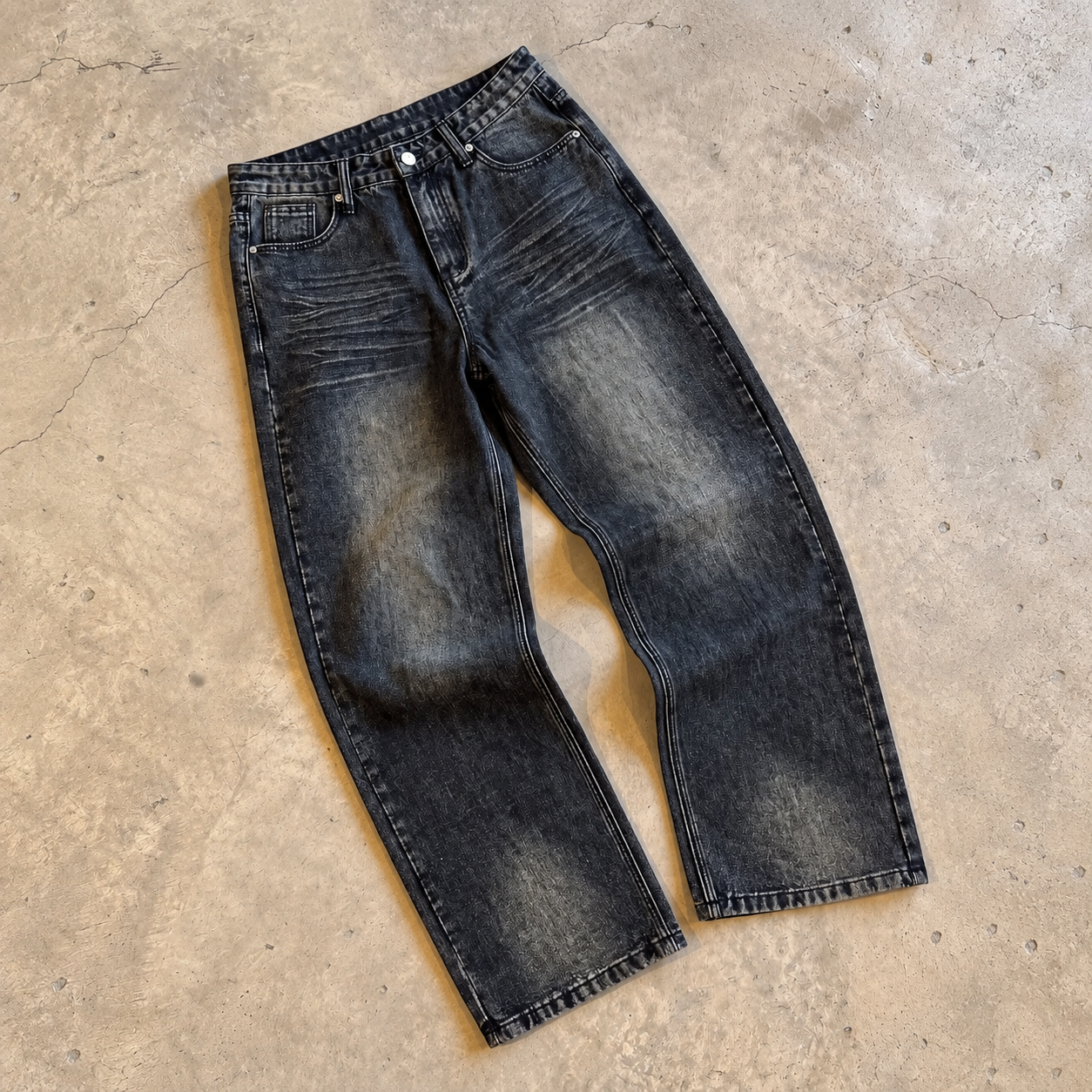 Vintage Washed wide silhouette Loose Straight Denim Jeans Y2K Style for Men