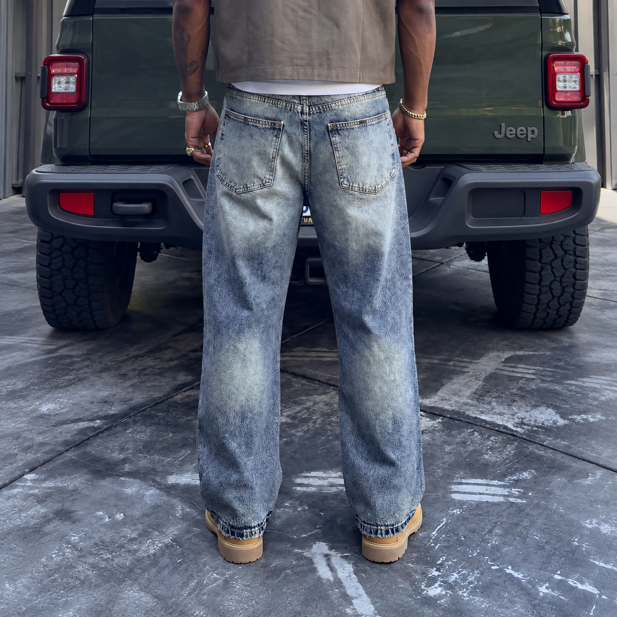 Vintage Washed wide silhouette Loose Straight Denim Jeans Y2K Style for Men